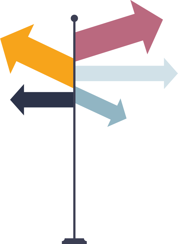 Vector graphic of arrows pointing in different directions representing personal identity